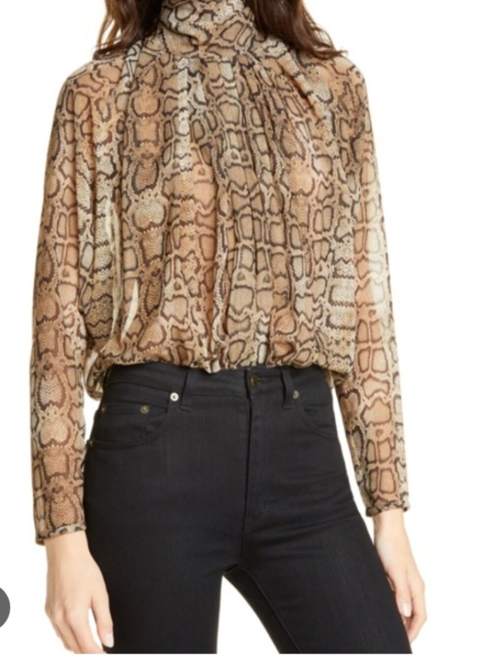 ✨ Smythe Snakeskin Print Drape Mockneck Blouse – Size XS –  Excellent Condition